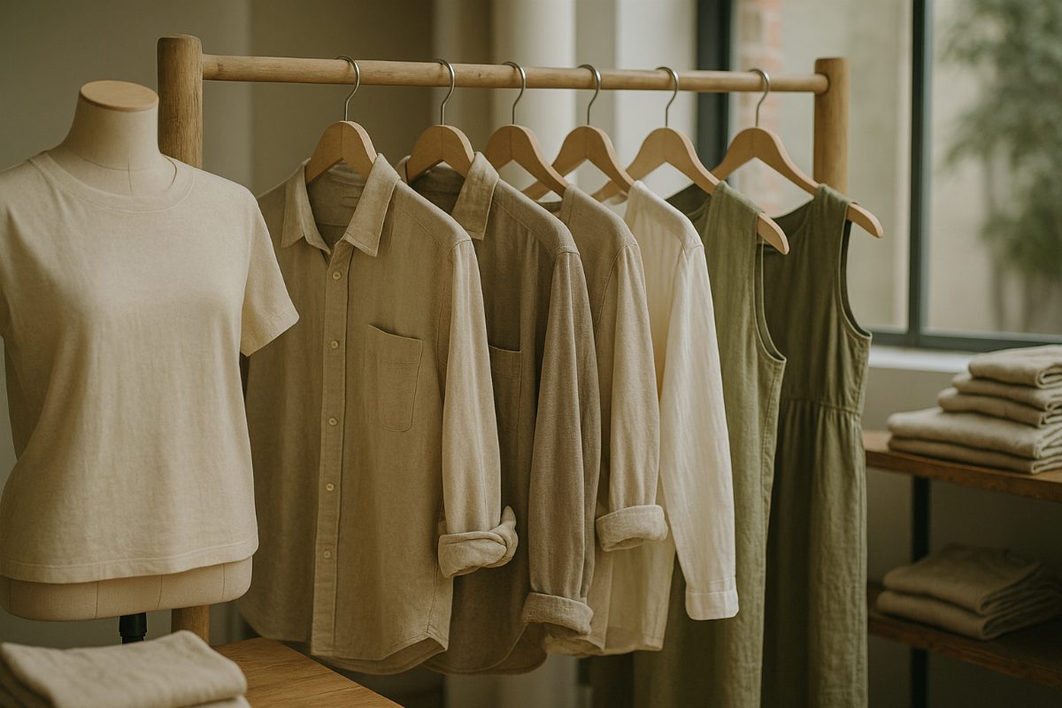 Klädbutik med hållbara material som ekologisk bomull och hampa